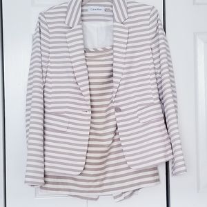 Striped skirt suit, sophisticated Calvin Klein